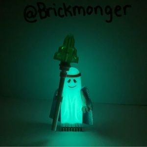 LEGO® Glow-in-the-Dark Ghost Vitruvius Minifigure with staff